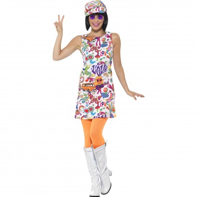 Groovy Hippie Girl Kostüm für Damen