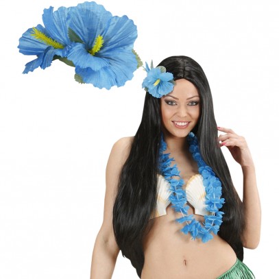 Hawaiiblüte Haarspange hellblau 