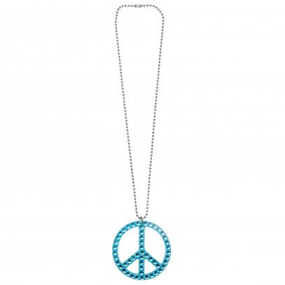 Hippiekette Peace Kette mit Strass blau