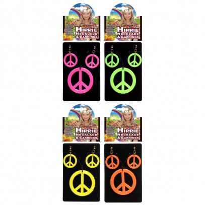 Hippie Schmuck-Set Ohrringe und Halskette in verschiedenen Farben