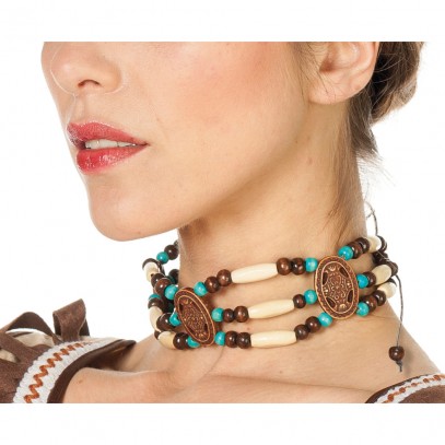 Holzperlen Indianer Halskette