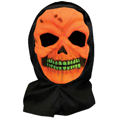 Hooded Skull Totenkopf Maske neon-orange
