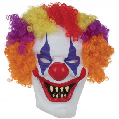 Horror Clown Maske mit bunten Haaren