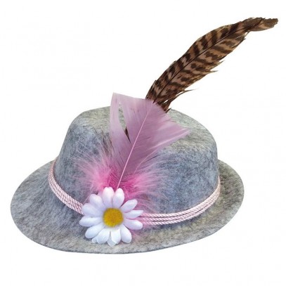 Tiroler Mini Hut auf Haarreif grau-rosa