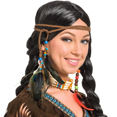 Indianerin Feder Perlen Stirnband