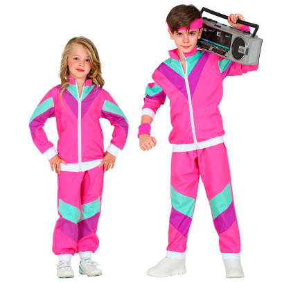 80er Jahre Trainingsanzug für Kinder pink