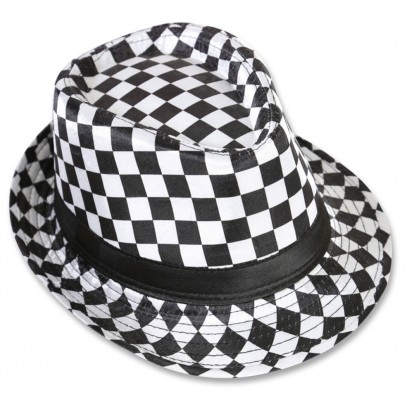 Karo Party Hut schwarz-weiß