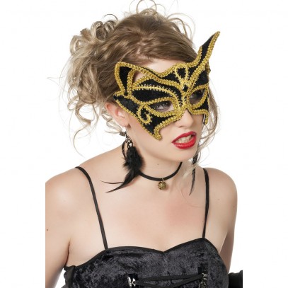 Katzen Augenmaske schwarz-gold