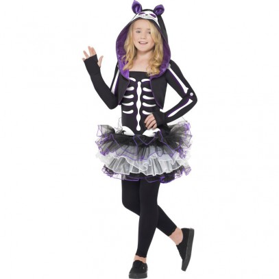 Skelett Kätzchen Halloween Kostüm für Kinde
