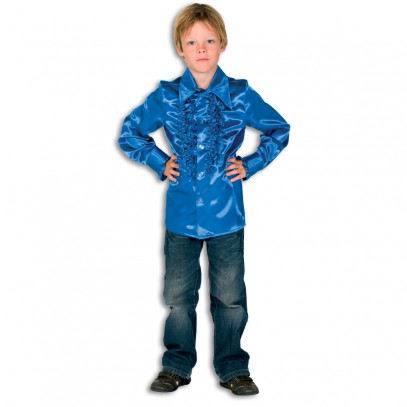 Kinder Rüschenhemd Deluxe kobaltblau