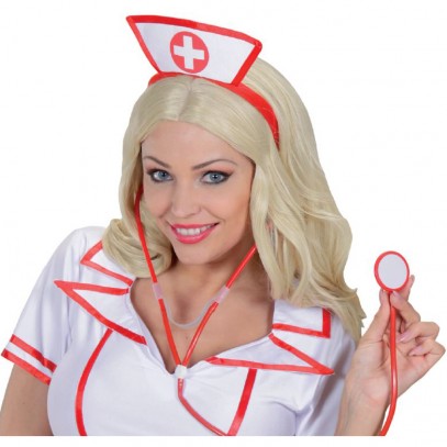 Krankenschwester Haarreif weiss-rot 