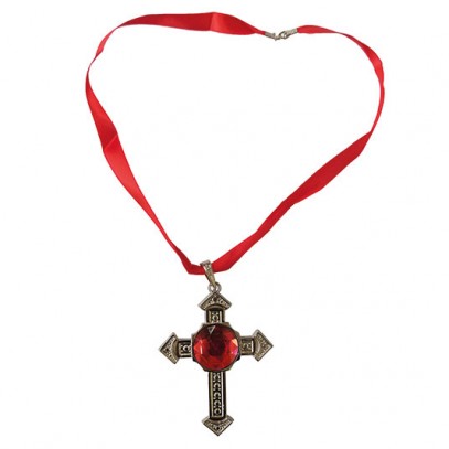 Gothic Kreuz Kette gold-rot