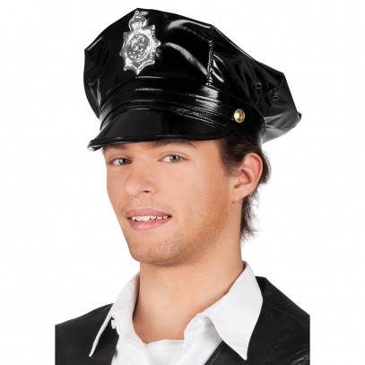 Lack Polizei Mütze schwarz