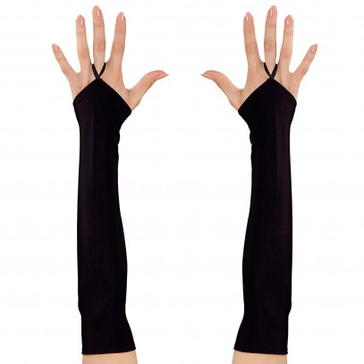 Lange Fingerlose Handschuhe schwarz