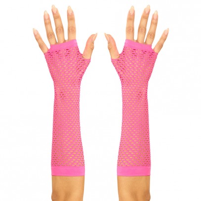 Lange Netzhandschuhe neon-pink