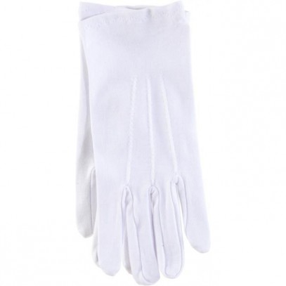 Baumwoll Handschuhe mit Biese weiß