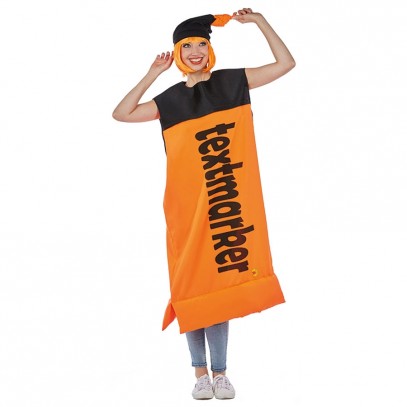 Lustiges Textmarker Kostüm orange unisex