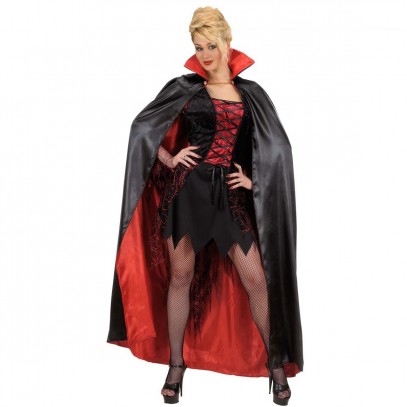 Luxus Vampir Satin-Umhang schwarz-rot 158cm