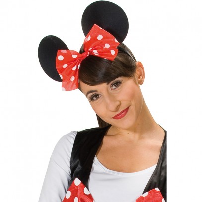 Schwarzer Haarreif Minnie Mouse Ohren rot weiß gepunkteter Schleife Mini Zubehör