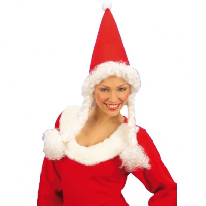 Miss Santa Weihnachtsmütze mit Zöpfen