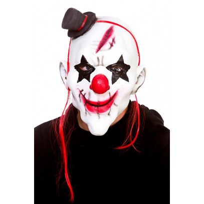 Böse Clowns Latex Maske mit Minihut