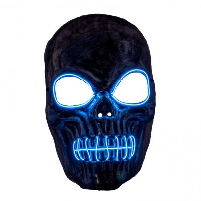 Skelett Sensenmann Maske mit EL blau 1