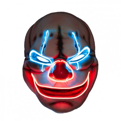 Grinsende Horror Clown Maske mit EL 1