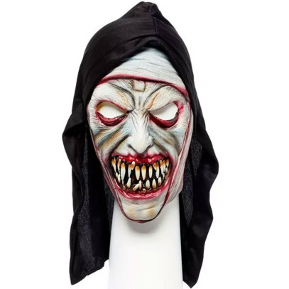 Horror Nonnen Maske mit Haube