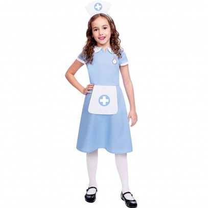 Blaues Krankenschwester Kostüm für Mädchen