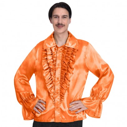 70er Rüschenhemd für Herren orange