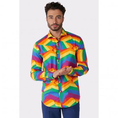 OppoSuits Shirt LS Zig Zag Rainbow