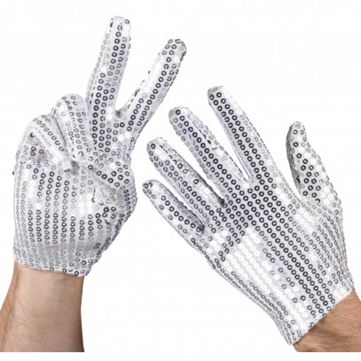 Pailletten Handschuhe silber 1