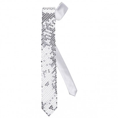 Pailletten Krawatte silber