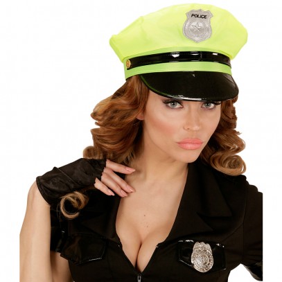 Party Police Polizeimütze neon-gelb 1
