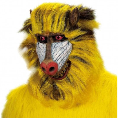 Paviankopf Maske mit Fellbesatz