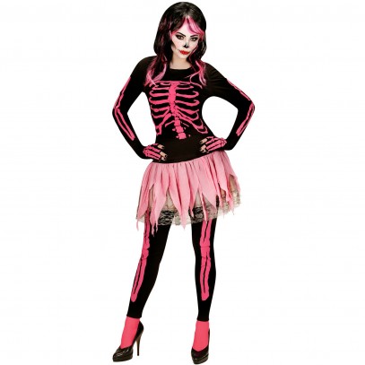Pink Skeleton Girl Damenkostüm 1