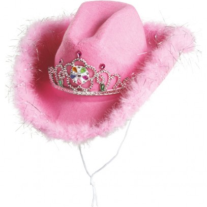 Pinker Cowboyhut mit Krone