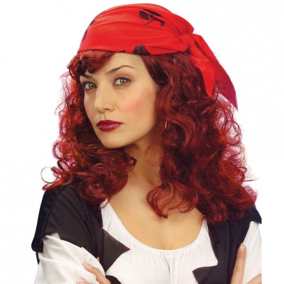 Piratenweib Perücke mit Kopftuch für Damen