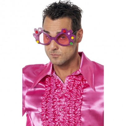 Pompons Glitzer Partybrille pink