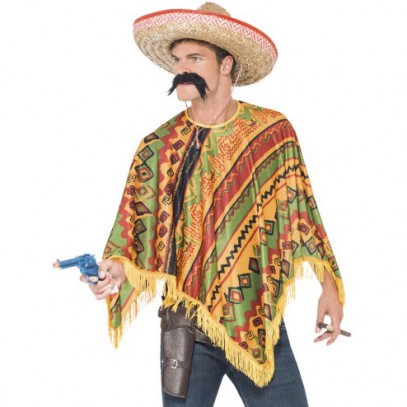Poncho mit Schnurrbart Mexiko-Set