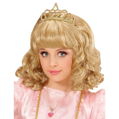 Prinzessinnen Perücke blond mit Diadem