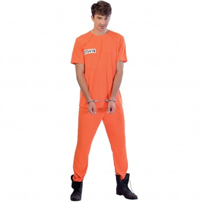 Strafgefangenen Kostüm für Herren orange