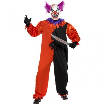Scary Psycho Clown Kostüm schwarz-rot