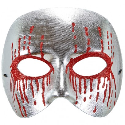 Psycho Maske silber mit blutigen Augen 1
