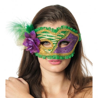 Rüschen Venezia Maske Grün Violett