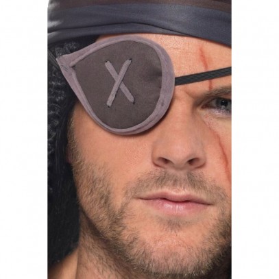 Piraten Augenklappe grau mit Kreuz