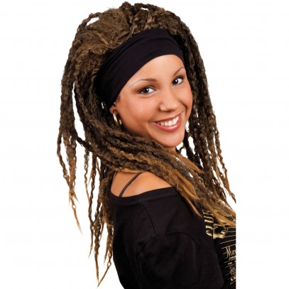 Rasta Perücke mit Stirnband für Damen