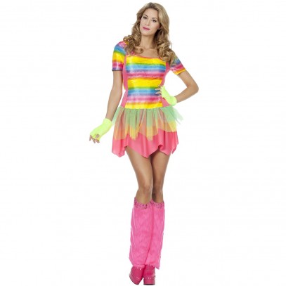 Raver Rainbow Girl Neon Party Kostüm 1