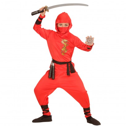Red Ninja Fighter Kostüm für Kinder