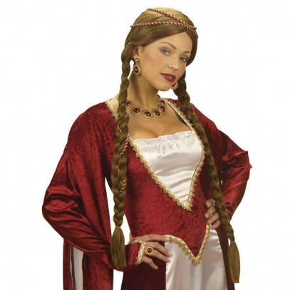 Mittelalter Renaissance Perücke braun für Damen 